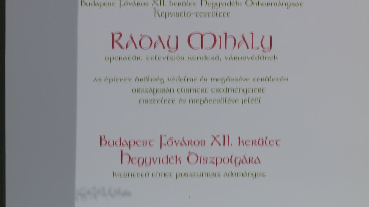 Posztumusz díszpolgári címmel tüntették ki a tavaly elhunyt Ráday Mihályt