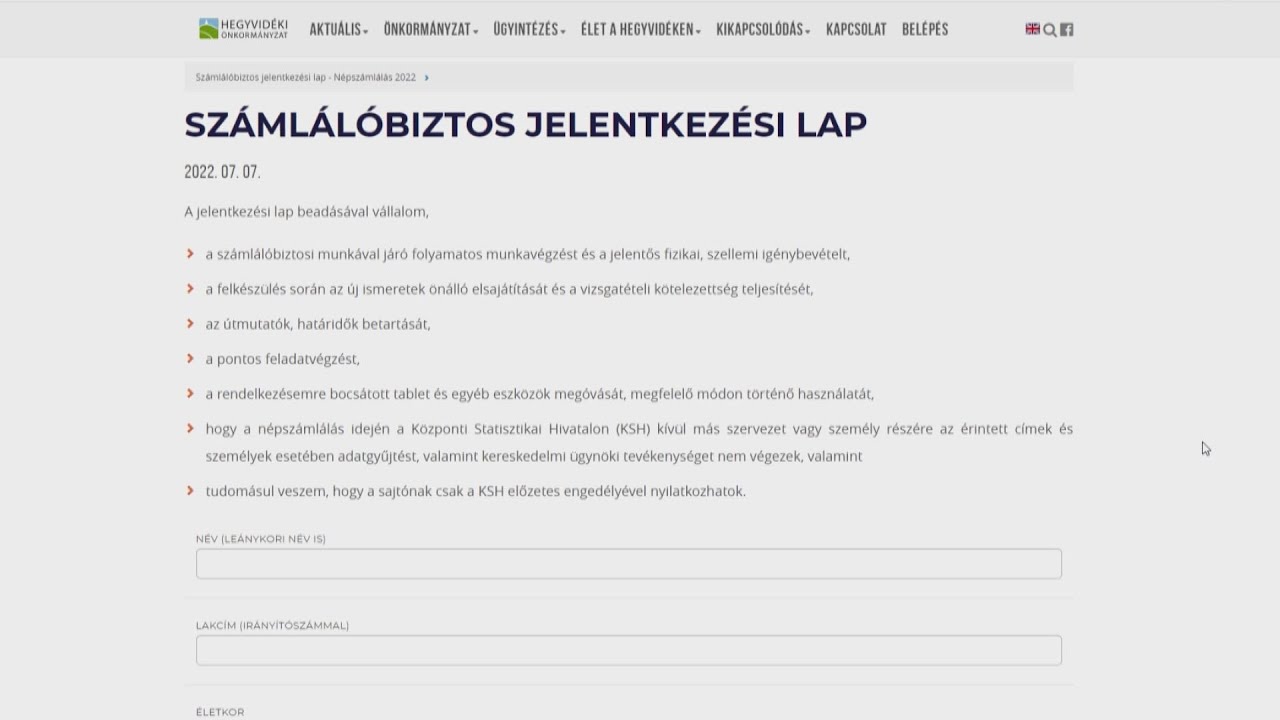 Népszámlálás - Hétfőig lehet jelentkezni számlálóbiztosnak
